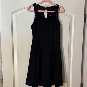 Rhapsodielle Black Lace Yoke Sleeveless Dress XS